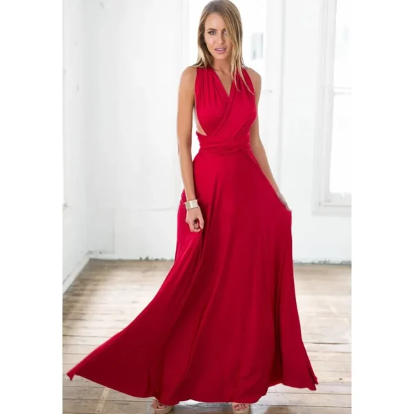 Red prom dresses: Sexy multiway wrap convertible boho maxi dress - Image 2