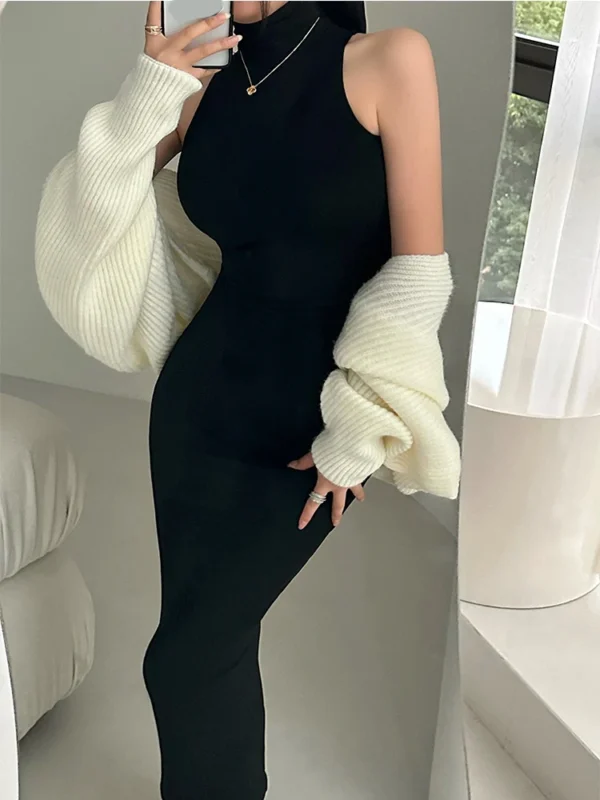 Red prom dresses, sexy turtleneck bodycon midi for evening parties - Image 3