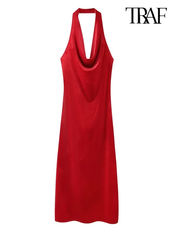 Elegant red prom dresses, backless velvet halter neck with chic split
