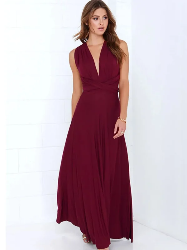 Red prom dresses: Sexy multiway wrap convertible boho maxi dress - Image 5