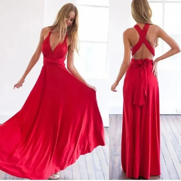 Red prom dresses: Sexy multiway wrap convertible boho maxi dress