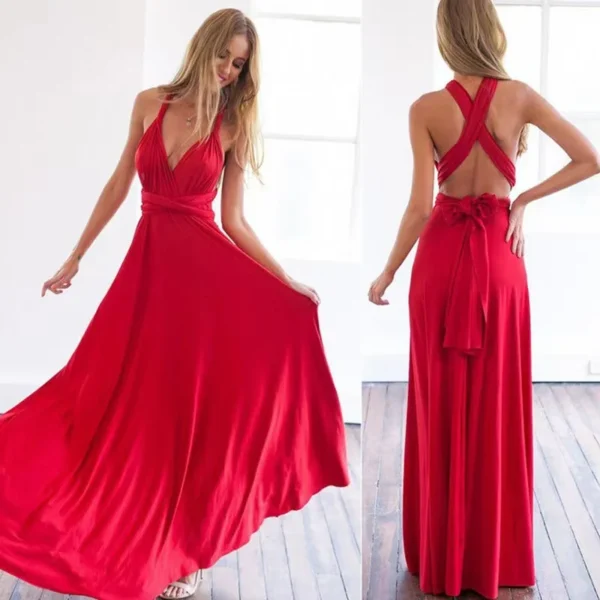 Red prom dresses: Sexy multiway wrap convertible boho maxi long dress