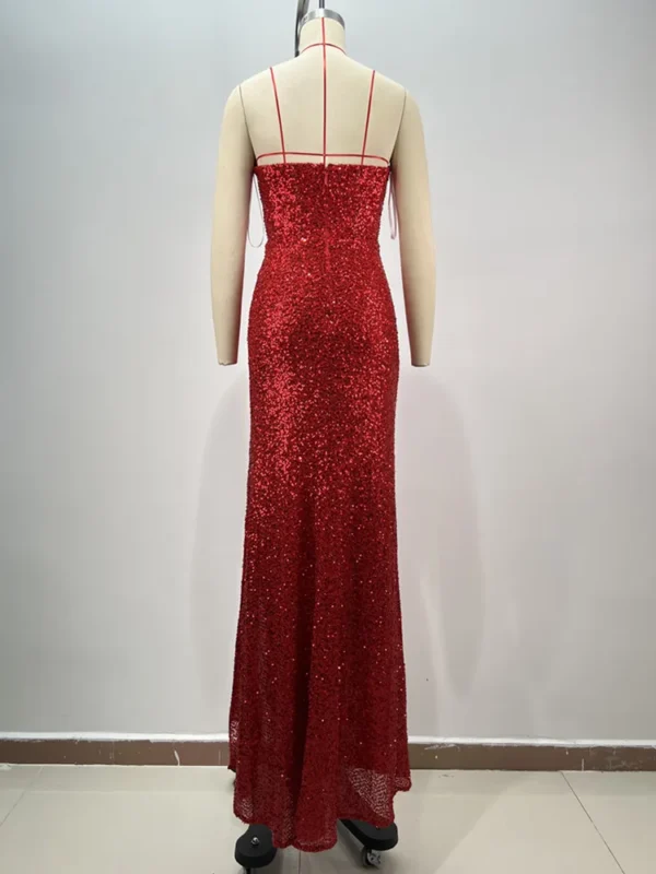 Red Prom Dresses: Strapless Crystal Sequin Elegant Evening Gown - Image 5