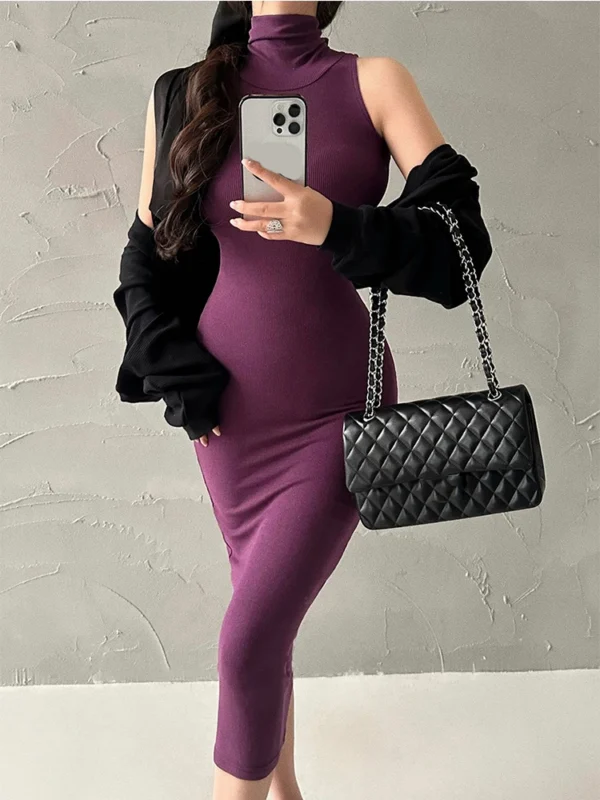 Red prom dresses, sexy turtleneck bodycon midi for evening parties - Image 4