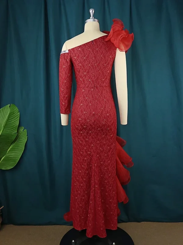 Sexy red prom dresses with one-shoulder ruffle and asymmetrical design - Image 6