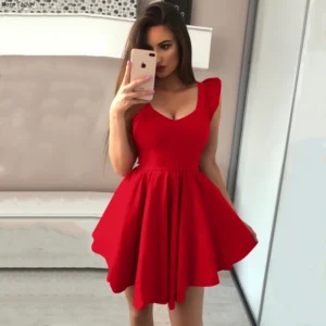 BornToGirl Elegant Sleeveless Red Dress For Sexy Formal Evening Parties
