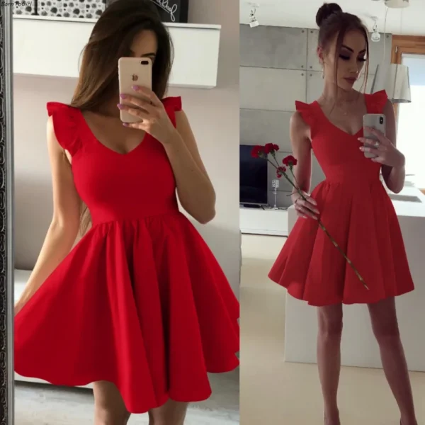BornToGirl Elegant Sleeveless Red Dress For Sexy Formal Evening Parties - Image 2