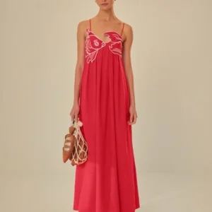 Summer Red Maxi Dress Women Sling Backless Sexy Party Outfit