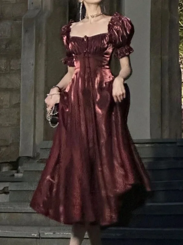 Elegant Vintage A-Line Spring Summer Wedding Party Dress For Women - Image 5