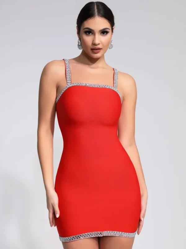 Red Prom Dresses Celebrity Luxury Crystal Mini Bandage Evening Gown