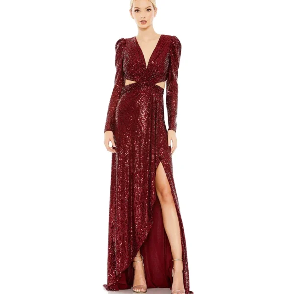 Red prom dresses: Luxury sequin velvet mermaid floor-length gown