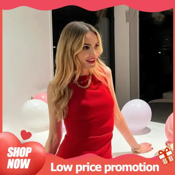 Fashion Sexy Red Ruffled Hem Slim Sleeveless Mini Party Dress