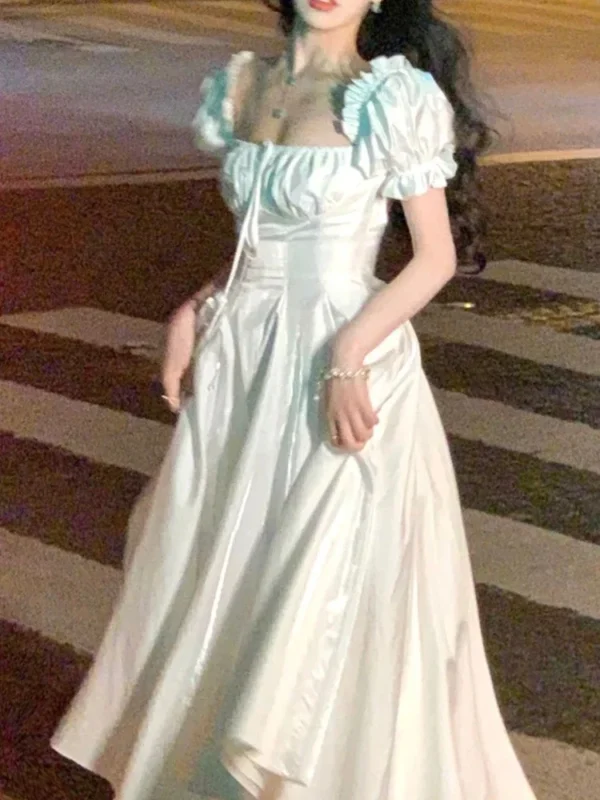 Elegant Vintage A-Line Spring Summer Wedding Party Dress For Women - Image 3