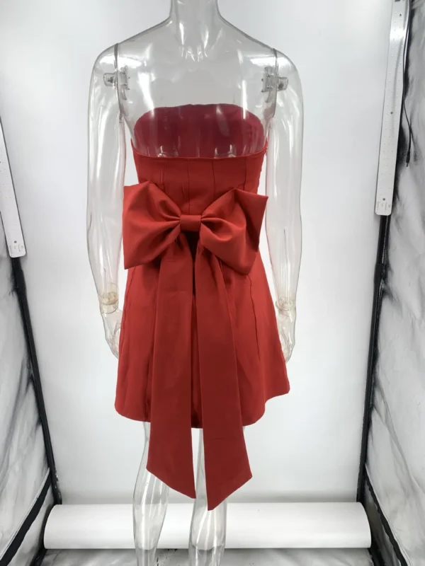 Red Backless Bow Tube Dress Sexy Elegant Party Club Wear For Women - Image 5