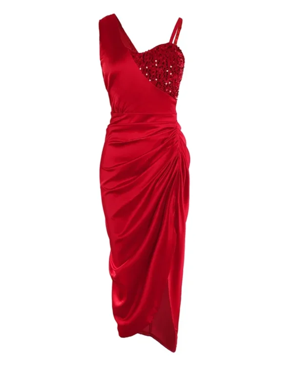 Red prom dresses, sexy bodycon slit sequin summer beach maxi gown - Image 5