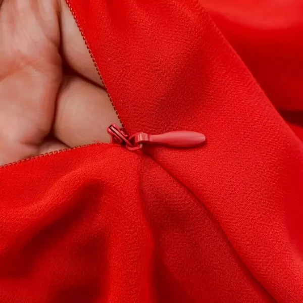 Red Prom Dresses Elegant Round Collar Chiffon Maxi Evening Gown - Image 8