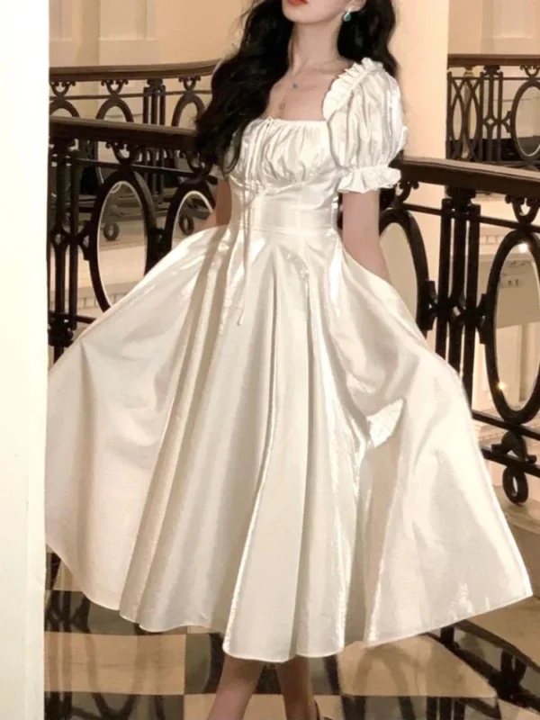Elegant Vintage A-Line Spring Summer Wedding Party Dress For Women - Image 6