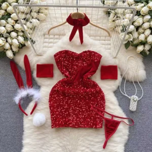 Sexy Red Sequin Bodycon Mini Dress Christmas Club Party Cosplay