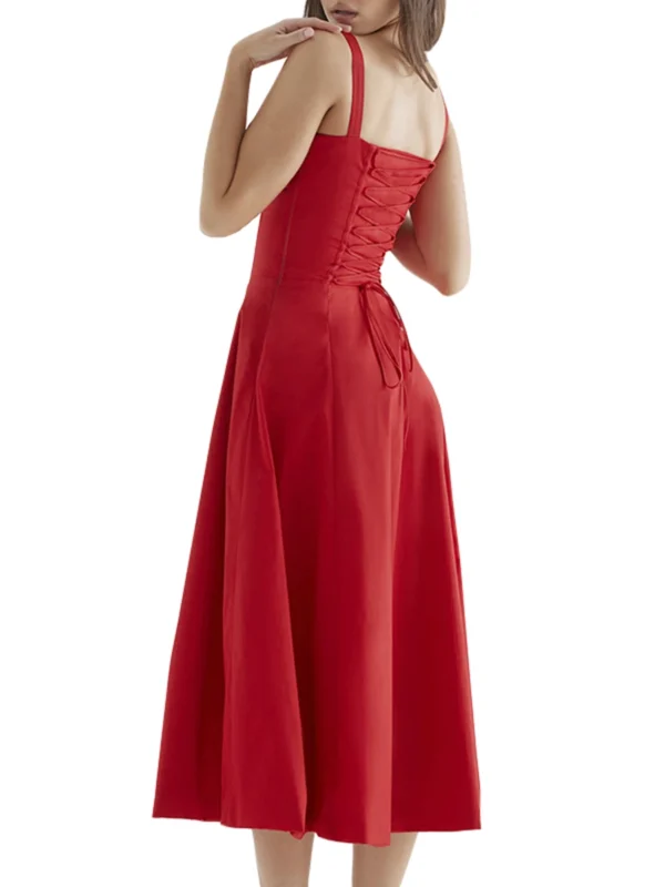 Red prom dresses, elegant sleeveless bandage A-line evening party dress - Image 6