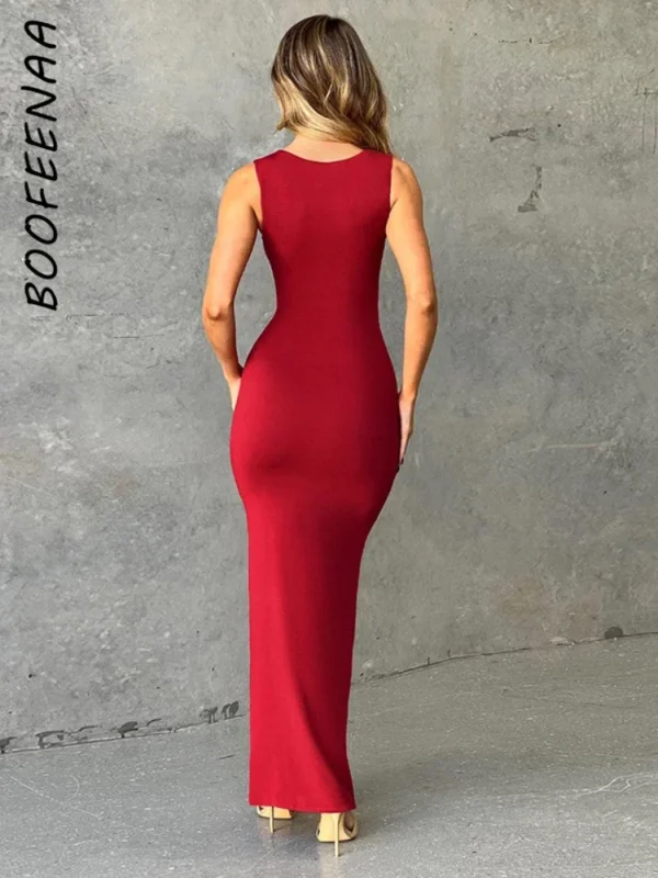 Elegant red prom dresses, sleeveless, square neck, sexy summer style - Image 2