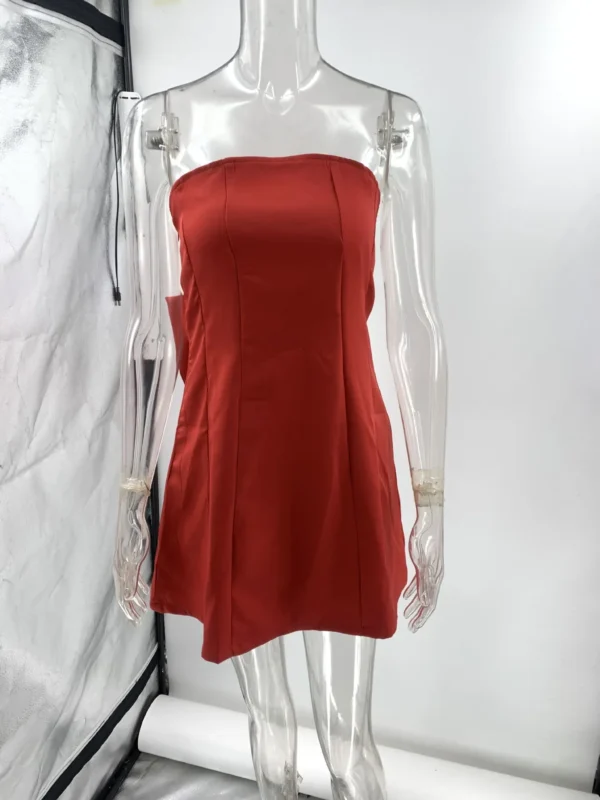 Red Backless Bow Tube Dress Sexy Elegant Party Club Wear For Women - Image 4