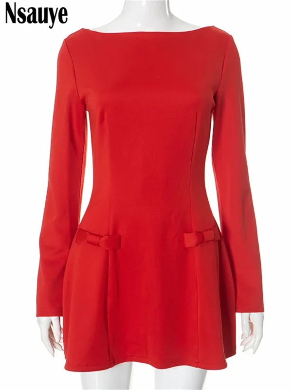 Red Prom Dresses Sexy Elegant Long Sleeve Party Evening Dress 2024 - Image 5