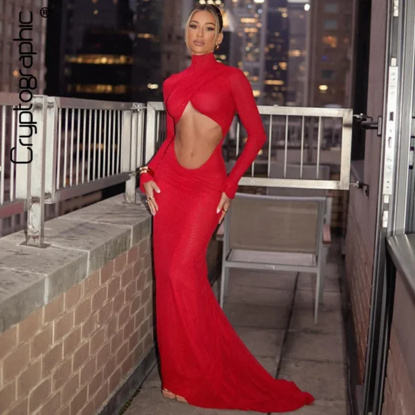 Red Prom Dresses: Elegant Cut Out Maxi Dress for Women