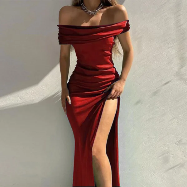 Red Prom Dresses Sexy Off The Shoulder V-Neck Mermaid Evening Gown