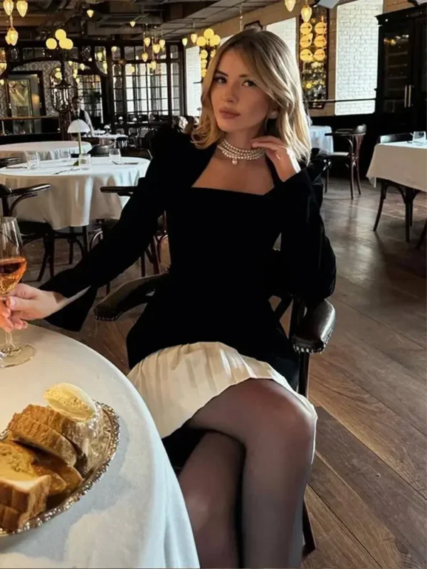 Red Prom Dresses Elegant Velvet Mini Dress Long Sleeve Autumn Winter - Image 5