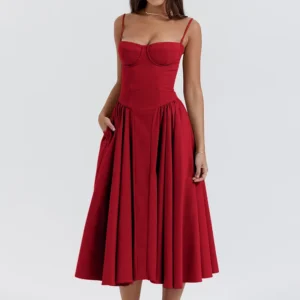 Elegant Red Prom Dresses Backless Sling Slim Fit Party Style