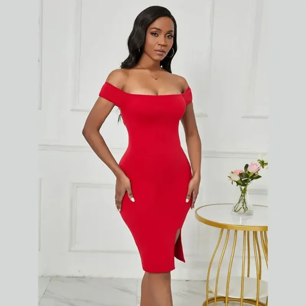 Red Prom Dresses Elegant Summer Split Midi Backless A-Line Vestidos