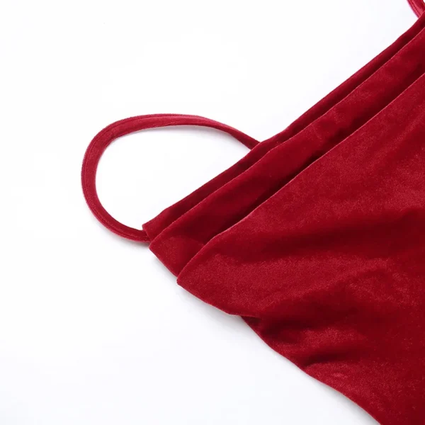 Summer Retro White Red Split Strap Slim Elegant Mid Length Dress - Image 4