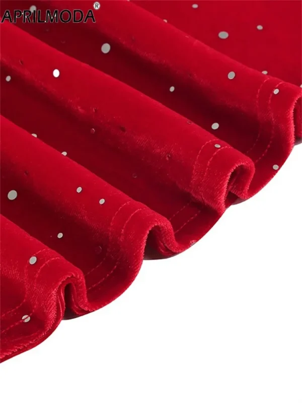 Red Prom Dresses Elegant Vintage Velvet A-Line Flare Party Gown Women - Image 5