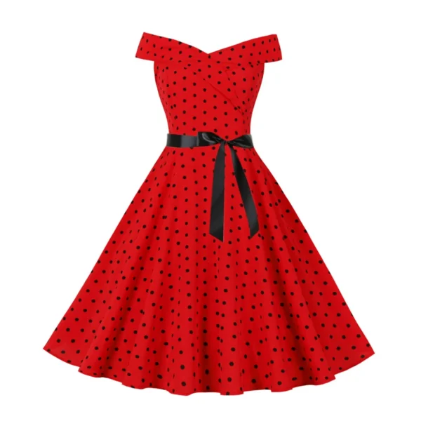 Elegant red prom dresses, vintage 1950s sleeveless swing cocktail dress - Image 2