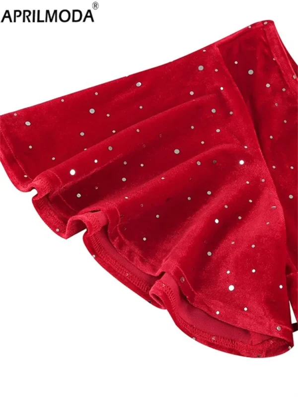 Red Prom Dresses Elegant Vintage Velvet A-Line Flare Party Gown Women - Image 4